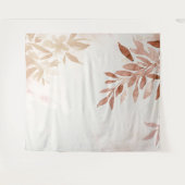 水彩ボーホーオータムリーフとブランチ タペストリー (正面(横))