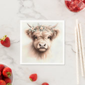 水彩ボーホーハイランドカウヘッドピースブライダル スタンダードカクテルナプキン (インサイチュ)