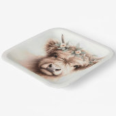 水彩ボーホーハイランドカウヘッドピースブライダル ペーパープレート (傾斜あり)