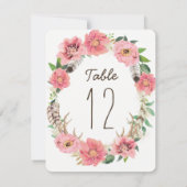 水彩ボーホーフェアテーブルナンバーカード 招待状 (裏面)