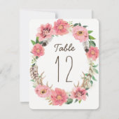 水彩ボーホーフェアテーブルナンバーカード 招待状 (正面)