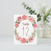 水彩ボーホーフェアー テーブルナンバーカード 招待状 (スタンド正面)