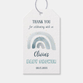 水彩ボーホーブルーレインボーベイビーシャワー ギフトタグ