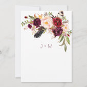 水彩ボーホーマルサラ レッド バーガンディ ローズ フレーム | 招待状 (裏面)