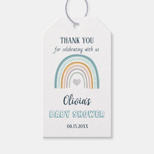 水彩ボーホーレインボーベビーシャワー ギフトタグ (正面)