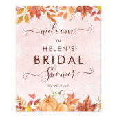 水彩ボーホー秋のカボチャ ブライダルシャワーの歓迎 フォトプリント (正面)