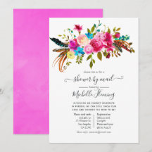 水彩ボーホー シック フラワー ベビーシャワー by メール