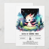 水彩ボーホー ドラゴン 誕生日 招待状 (正面/裏面)