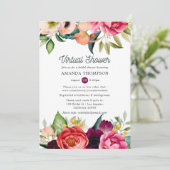 水彩ボーホー フラワーバルーチャル ブライダルシャワー 招待状 (スタンド正面)