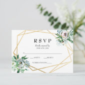水彩ボーホー フラワー幾何学 ウェディング RSVP (スタンド正面)