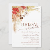水彩ボーホー フラワー | テラコッタ ブライダル シャワー 招待状 (正面)