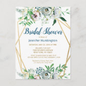 水彩ボーホー フラワー ブライダルシャワー 招待状 (正面)
