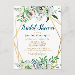 水彩ボーホー フラワー ブライダルシャワー 招待状