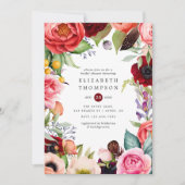 水彩ボーホー フラワー ブライダル シャワー 招待状 (正面)
