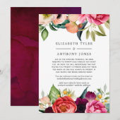 水彩ボーホー フラワー 縮小 ウェディング ゲストリスト 案内状 (正面/裏面)