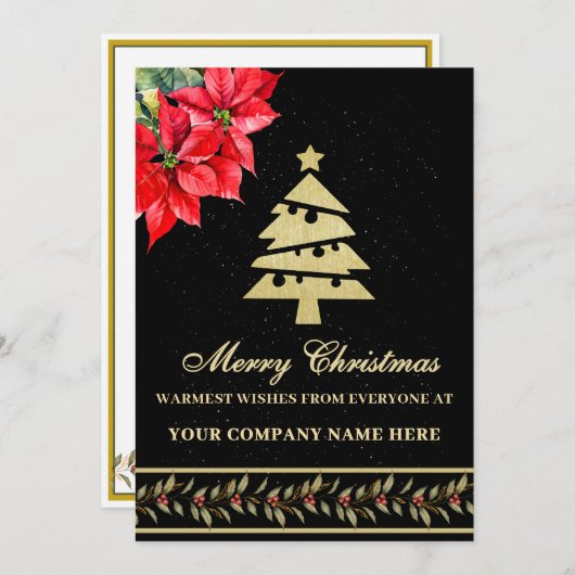 水彩ポイモダンエレガントンセチア シーズンカード (正面/裏面)