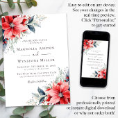 水彩ポインセチアのウィンターウェディング 招待状