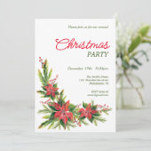 水彩ポインセチアのクリスマスパーティー招待状 招待状 (スタンド正面)