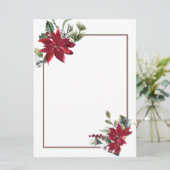 水彩ポインセチアのクリスマス空白の文房具 シーズンカード (スタンド正面)