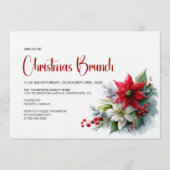 水彩ポインセチアのクリスマス ブランケット 招待状 (正面)