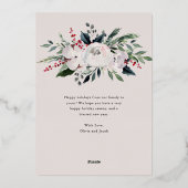 水彩ポインセチアの花と写真とゴールド 箔シーズンカード (裏面)