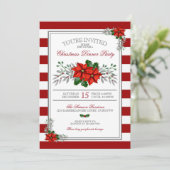 水彩ポインセチアクリスマスディナーパーティー 招待状 (スタンド正面)