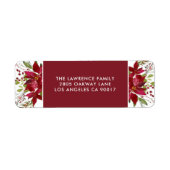 水彩ポインセチアクリスマスホリデーアドレス ラベル (正面)