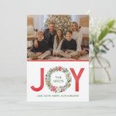 水彩ポインセチアクリスマスリースジョイホリデイ シーズンカード (スタンド正面)