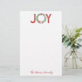 水彩ポインセチアクリスマスリースジョイ 便箋 (スタンド正面)