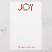 水彩ポインセチアクリスマスリースジョイ 便箋 (正面)