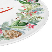 水彩ポインセチアクリスマスリースモノグラム カッティングボード (角)