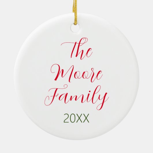 水彩ポインセチアクリスマスリースモノグラム セラミックオーナメント (裏面)