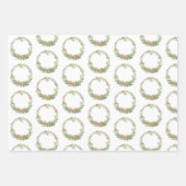 水彩ポインセチアクリスマスリース ラッピングペーパーシート (正面2)