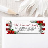 水彩ポインセチアクリスマス住所 シール (インサイチュ)