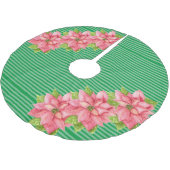 水彩ポインセチアストライプオン ブラッシュドポリエステルツリースカート (アングル)