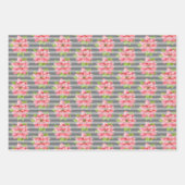 水彩ポインセチアストライプオン ラッピングペーパーシート (正面3)