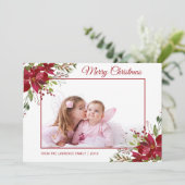 水彩ポインセチアフローラクリスマスフォト シーズンカード (スタンド正面)