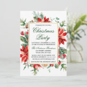 水彩ポインセチアフローラグリーンクリスマスパーティー 招待状 (スタンド正面)