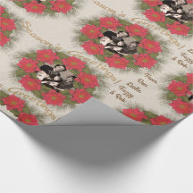 水彩ポインセチアリースと写真