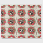 水彩ポインセチアリースと写真 ラッピングペーパー (フラット)