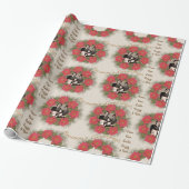 水彩ポインセチアリースと写真 ラッピングペーパー (アンロールド)