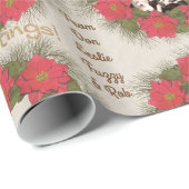 水彩ポインセチアリースと写真 ラッピングペーパー (ロールコーナー)
