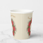水彩ポインセチアリースモノグラムの- 紙コップ (右)