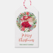 水彩ポインセチアリース写真 ギフトタグ (正面)