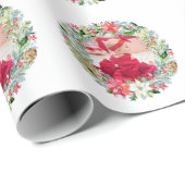 水彩ポインセチアリース写真 ラッピングペーパー (ロールコーナー)