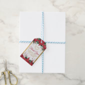 水彩ポインセチア冬の結婚式 ギフトタグ (より糸付き)