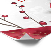 水彩ポインセチア冬の結婚式 ポスター (角)