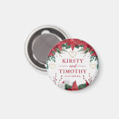 水彩ポインセチア冬の結婚式 マグネット (正面/裏面)