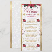 水彩ポインセチア冬の結婚式 メニュー (正面/裏面)