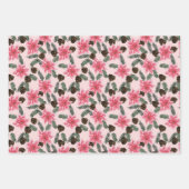 水彩ポインセチア包装紙セット ラッピングペーパーシート (正面2)